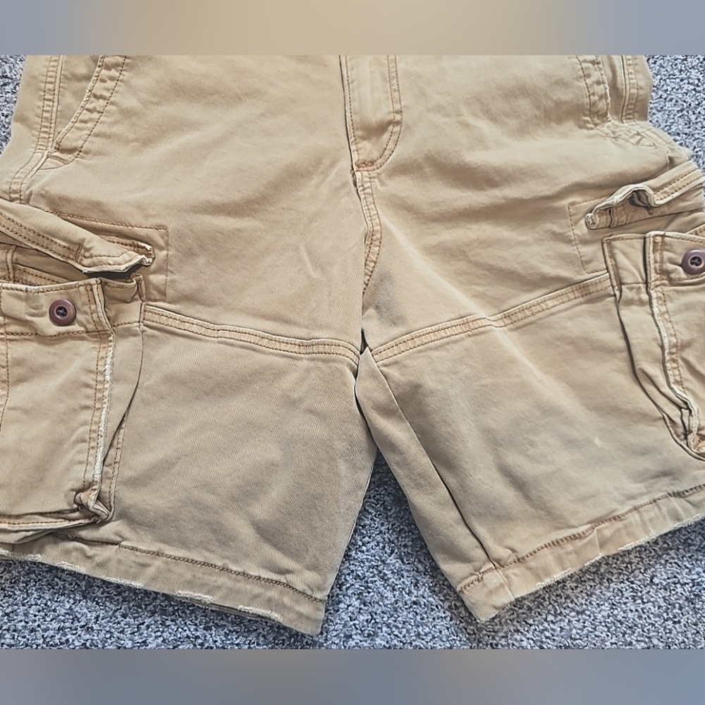 Hollister Men's Khaki Cargo Shorts Tan Utility Pockets Button Fly Y2K Size 30 - Picture 3 of 10